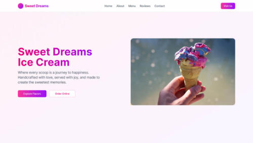 Ice Cream Shop Landing Page Desktop Hero