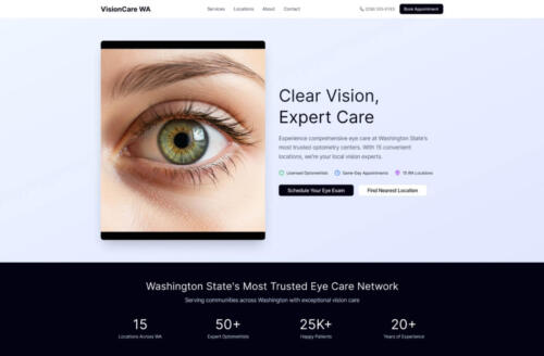Optometrist Center Landing Page Desktop Hero